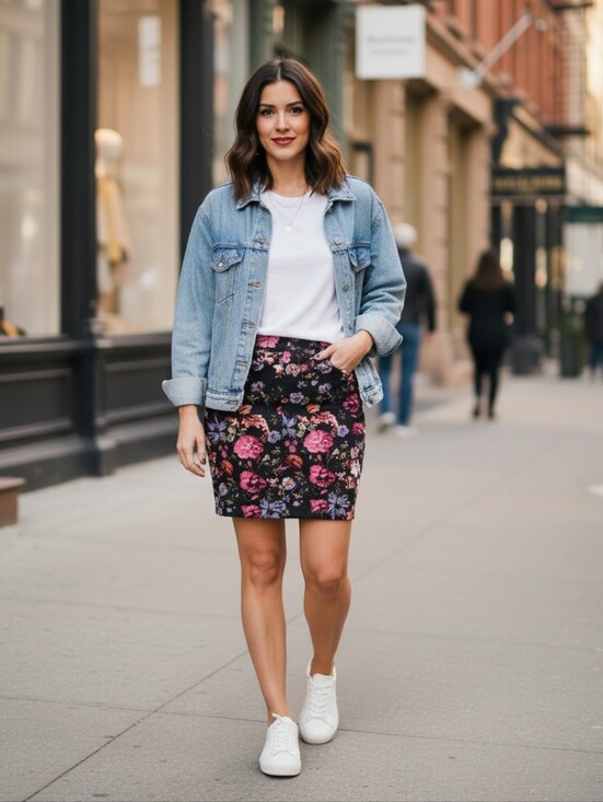 le chateau Dresses & Skirts - Le Chateau Dark Floral Knit Crepe Skirt in Black with Pink Accents